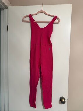 Free People Fuchsia Ribbed One-Piece Jumpsuit